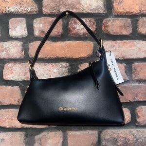 Steve Madden Black Shoulder Bag with Gold Accents